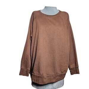 Brown Cotton Blend Pull Over Sweatshirt Size 1X